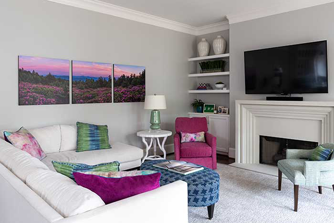 living room sectional magenta blue